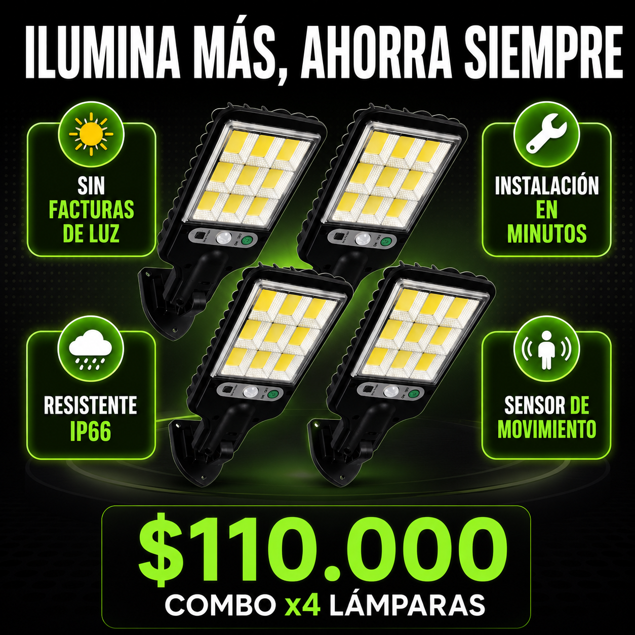 Lampara Para Exterior Solar X4